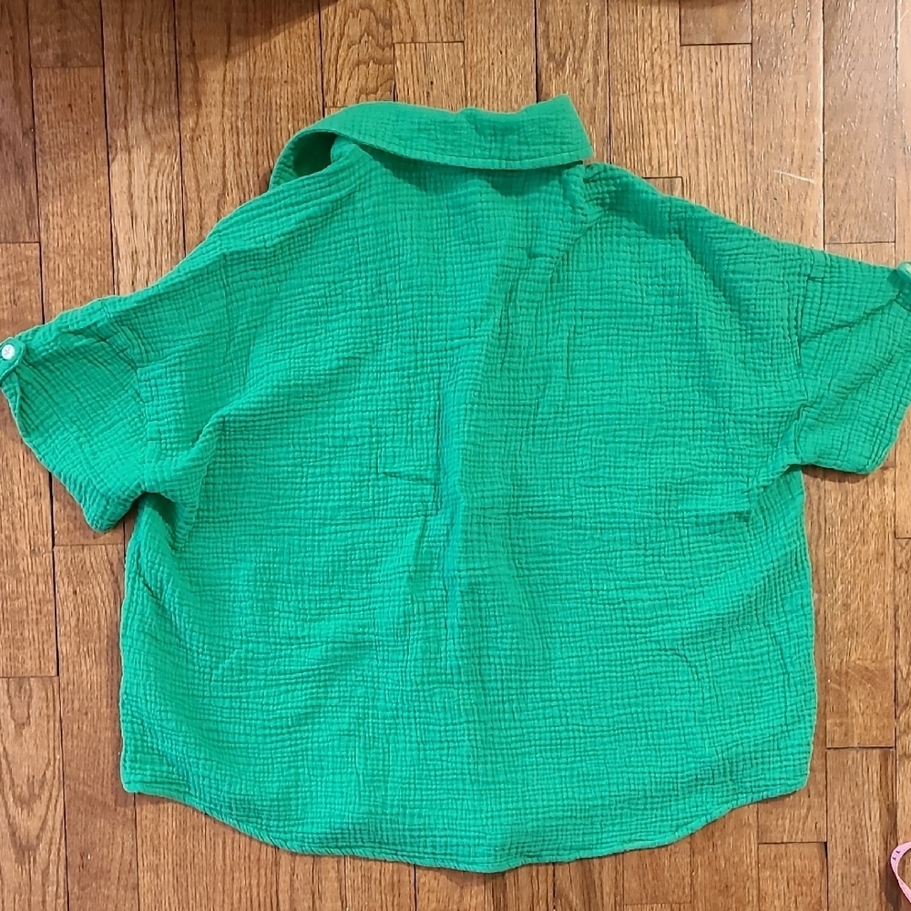 Grace+karma Vibrant Green Crop‎ Top with Textured Fabric Size M - Picture 7 of 7